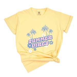 Simply Sage Market Summer Vibes Palm Trees Floral Garment Dyed Tee - 1 of 4