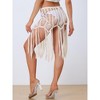 Allegra K Women's Crochet Summer Beach Swimsuit Tassel Cover-Up Skirt - 4 of 4