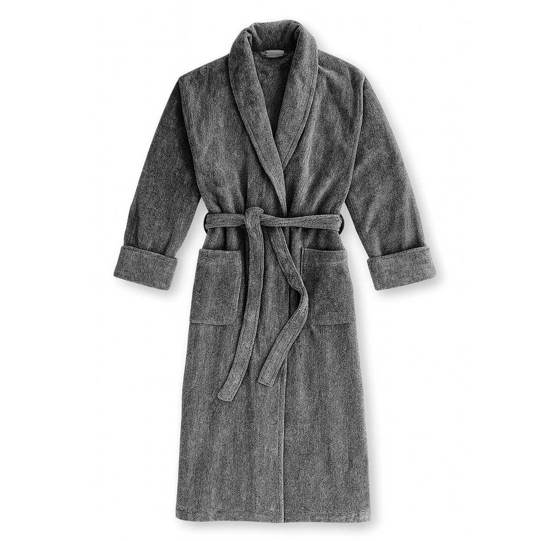 BedVoyage S/M Melange Viscose From Bamboo Cotton Bath Robe Charcoal