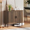 HOMCOM 35.4" Sideboard Buffet Cabinet with Storage, Nordic Coffee Bar Cabinet with Slatted Tambour Doors and Metal Legs, Walnut - 2 of 4