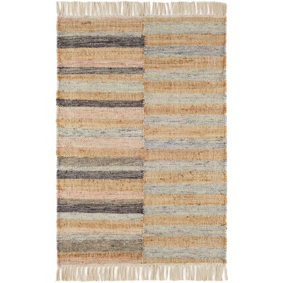 Handwoven Multicolor Wool and Cotton Striped Rug 2' x 3'