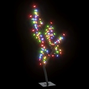 vidaXL 4ft Cherry Blossom Christmas Tree with 128 LEDs, Colorful Light, Energy Saving, 8 Functions Adapter - 1 of 4