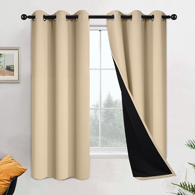 Yakamok Room Darkening Thermal Insulated Blackout Curtains for Bedroom (42Wx63L,Beige, 2 Panels)