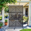 Pexfix 72 x 47 Inch Metal Privacy Screen Freestanding Outdoor Divider Panel For Patio Deck Balcony Heavy Duty Base Weatherproof Black Mountain Shape - 2 of 4