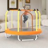 SEVOBAL 55" Trampoline for Kids with Enclosure Indoor Outdoor Small Toddler Trampoline with Basketball Hoop for Boys Girls, Yellow, 55"*55"*44" - 2 of 4