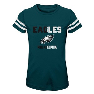 NFL Philadelphia Eagles Girls' Striped Sleeve Fashion T-Shirt - 1 of 1
