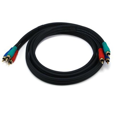 Monoprice Component Video Coaxial Cable - 6 Feet - Black | 3 RCA (RG-59/U), 22AWG, Blue, Green, Red