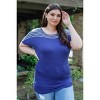 Slickblue Plus Size Striped Top for Women, Bell Short Sleeves, Round Neck Tee, Color and Size Options - 3 of 4