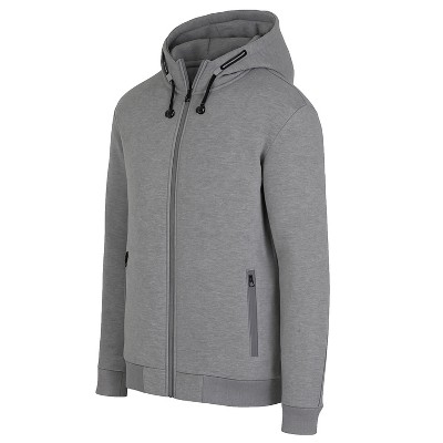 Blu Rock  Men's Slim Fit  Faux Shearling Fleece Lined Classic Tech Full Zip Hoodie