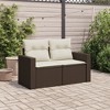 Patio Sofa with Cushions 2-Seater Brown Poly Rattan vidaXL - 3 of 4