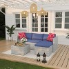 5 Piece Outdoor Patio Furniture Set,Rattan Deck Conversation Sofa Set with Non-Slip Cushions,All-Weather Sectional Sofa with Glass Storage Table - 2 of 4