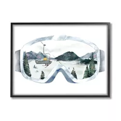 Stupell Industries Ski Mountain Reflection in Sports Goggles Winter Forest