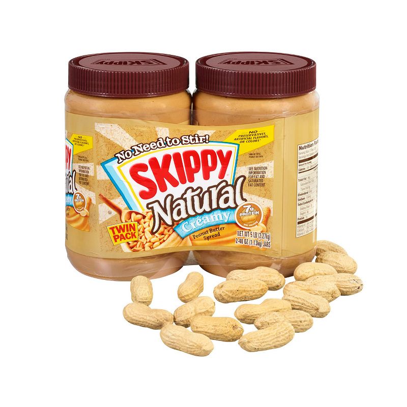 Skippy Twin Pack Natural Creamy Peanut Butter - 40oz, 4 of 16