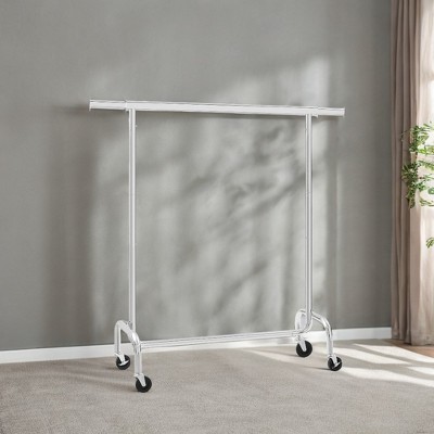 Extendable Hanging Rod Clothes Rack with Wheels Heavy-Duty Garment Rack Freestanding Clothes Rack for Hanging Clothes