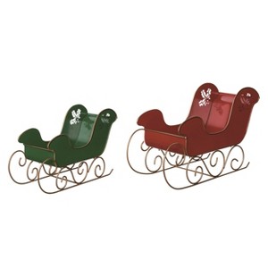 Transpac Metal 15.25 in. Multicolor Christmas Merry Sleigh Container Set of 2 - 1 of 4