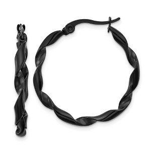 Chisel Stainless Steel Polished Black IP-plated Twisted Hoop Earrings - 1 of 4