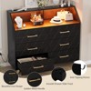 Homhougo Modern 6-Drawer Dresser with LED Lights & Charging Station - Triangle Pattern, Gold Legs Black - 3 of 4