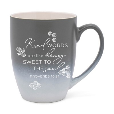 Elanze Designs Kind Words Are Like Honey Sweet To The Soul Two Toned Ombre Matte Gray and White 12 ounce Ceramic Stoneware Coffee Cup Mug