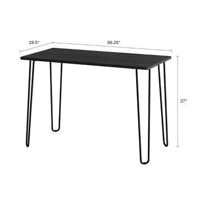 Black Wood Hairpin Leg Desk with Drawer