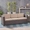 Outdoor Sofa, Single Sofa, Water-Resistant Cushions, Woven Texture, Sofa for 3 People, Iron Frame, Armless Sofa-Coolbibila - 2 of 4