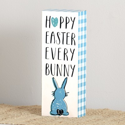 Lakeside Hoppy Easter Every Bunny Wooden Tabletop Box Sign - Holiday Home Accent