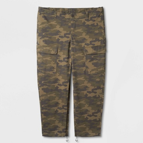 Plus Camo Cuffed Cargo Pants