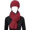 Wrapables Winter Warm Chunky Cable Knit Infinity Scarf and Beanie Set, Burgundy - 4 of 4