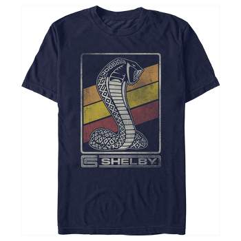Men's Shelby Cobra Distressed Retro Striped Logo T-Shirt