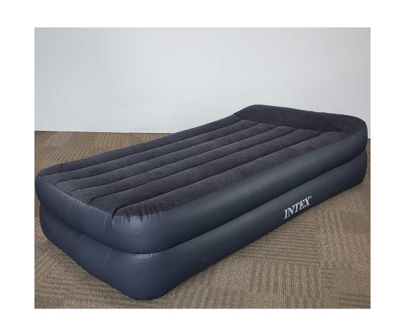Intex Twin Raised Pillow Air Mattress With Built-In Electric Pump + Airbed Cover