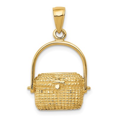 Black Bow Jewelry 14k Yellow Gold Large 2D Nantucket Basket Pendant