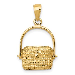 Black Bow Jewelry 14k Yellow Gold Large 2D Nantucket Basket Pendant - 1 of 4