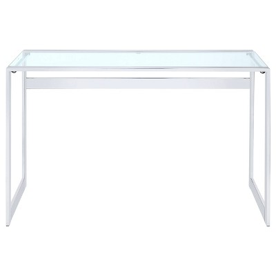 Hartford Contemporary 47'' Silver Glass Top Home Office Desk