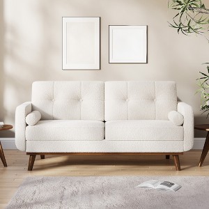 65" Modern Loveseat Sofa, 2 Seater Upholstered Sofa Couch With Wide Armrest, Deep Seat Sofa Couch for Living Room Office Bedroom Apartment - 1 of 4