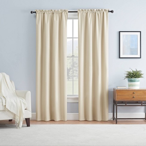 1pc 50x63 Blackout Block Striped Window Curtain Panel White/beige -  Threshold™ : Target