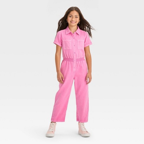 Girls pink outlet jumpsuit