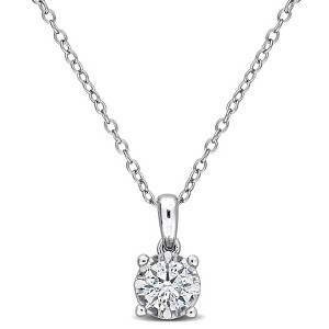 CREATED FOREVER | Sterling Silver 1 CT TW Oval Lab-Grown Diamond Pendant with Chain, 18 inch- - Multiple Carat Size Options - 1 of 3