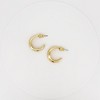14K Gold Plated Triple Huggie Illusion Stud Earrings | Double Huggie Hoop Earrings for One Hole | Gold Hoop Earrings for Women - 4 of 4