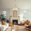 YANSUN 21 in. 5-Light Gold Modern Glass Drum Chandeliers, Dining Room Light Pendant Light Fixtures Over Table - 3 of 4