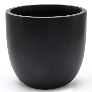 LuxenHome Round Tapered 9.2" H House Planter, Indoor/Outdoor Black - 1 of 4