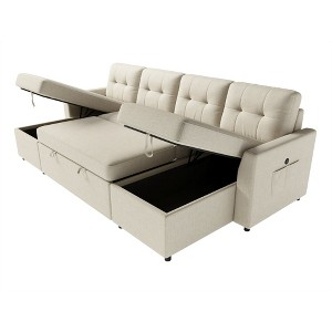 AMERLIFE Sectional Sofa with Double Storage Chaise,Reversible Pull Out Couch for Living Room - 1 of 4