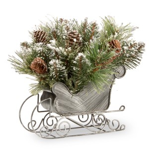 10" Glittery Bristle Pine Sleigh - National Tree Company - 1 of 3