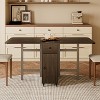 ATJafurn 58.9'' Folding Table No Assembly Required, Rectangular Wooden Extendable Dinning Table With Wheels And Storage - 3 of 4
