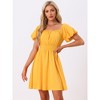 Allegra K Women's Summer Square Neck Puff Short Sleeve Elastic Waist Mini Dress - 2 of 4