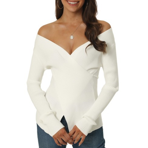 Cross wrap off hot sale the shoulder sweater