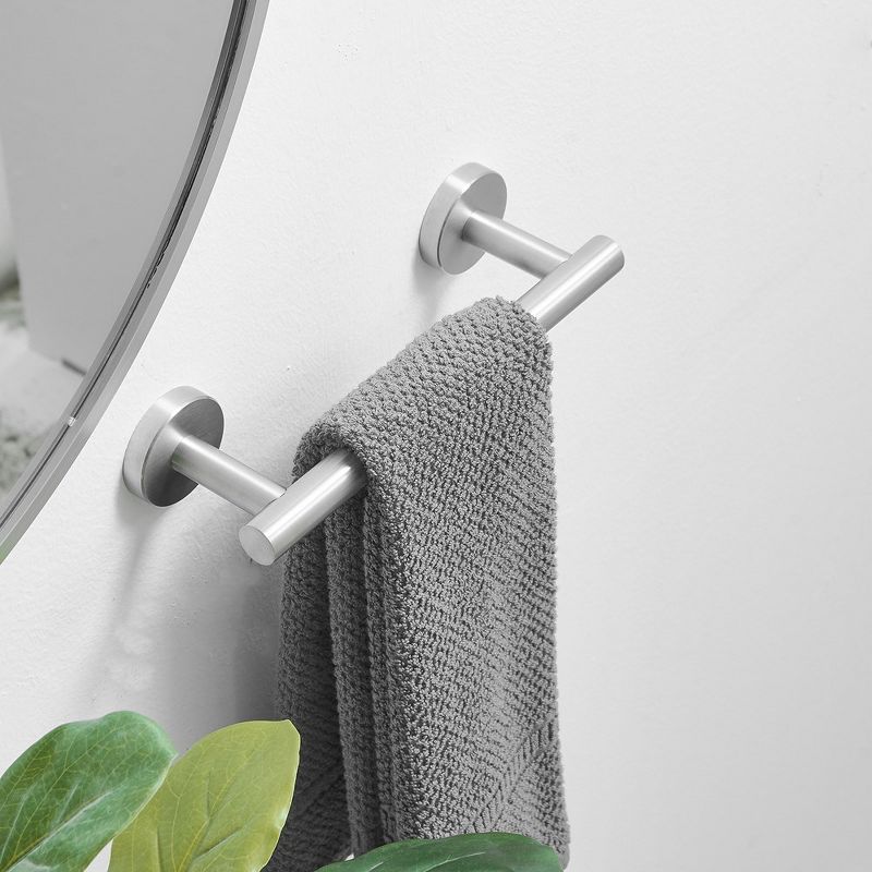 BWE Single Post Wall Mounted Towel Bar Toilet Paper Holder in Brushed Nickel, 2 of 9