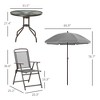 Aghana Digitals 4-Seater Outdoor Dining Set: Gray Folding Mesh Chairs, Round Tempered Glass Table & - 3 of 4