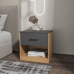 Gulches Modern 2 Drawer Nightstand with Slide Out Tray Timeless Color, Felt Lined Drawers, Sleek Elegance - 1 of 4