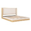 Queen/King Size Upholstered Platform Bed Frame with Headboard, Beige&Natural - ModernLuxe - 2 of 4