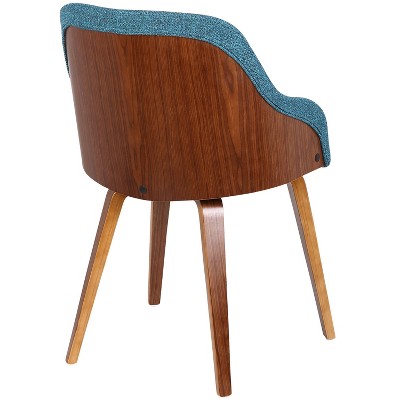 Teal Upholstered Scandinavian Arm Chair with Wood Frame