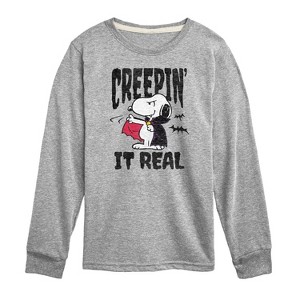Boys' - Peanuts - Creepin It Real Long Sleeve Graphic T-Shirt - 1 of 4